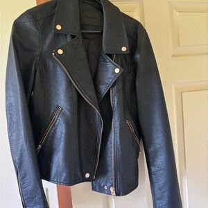 Blank NYC Black Leather Moto Jacket Asymmetrical Design